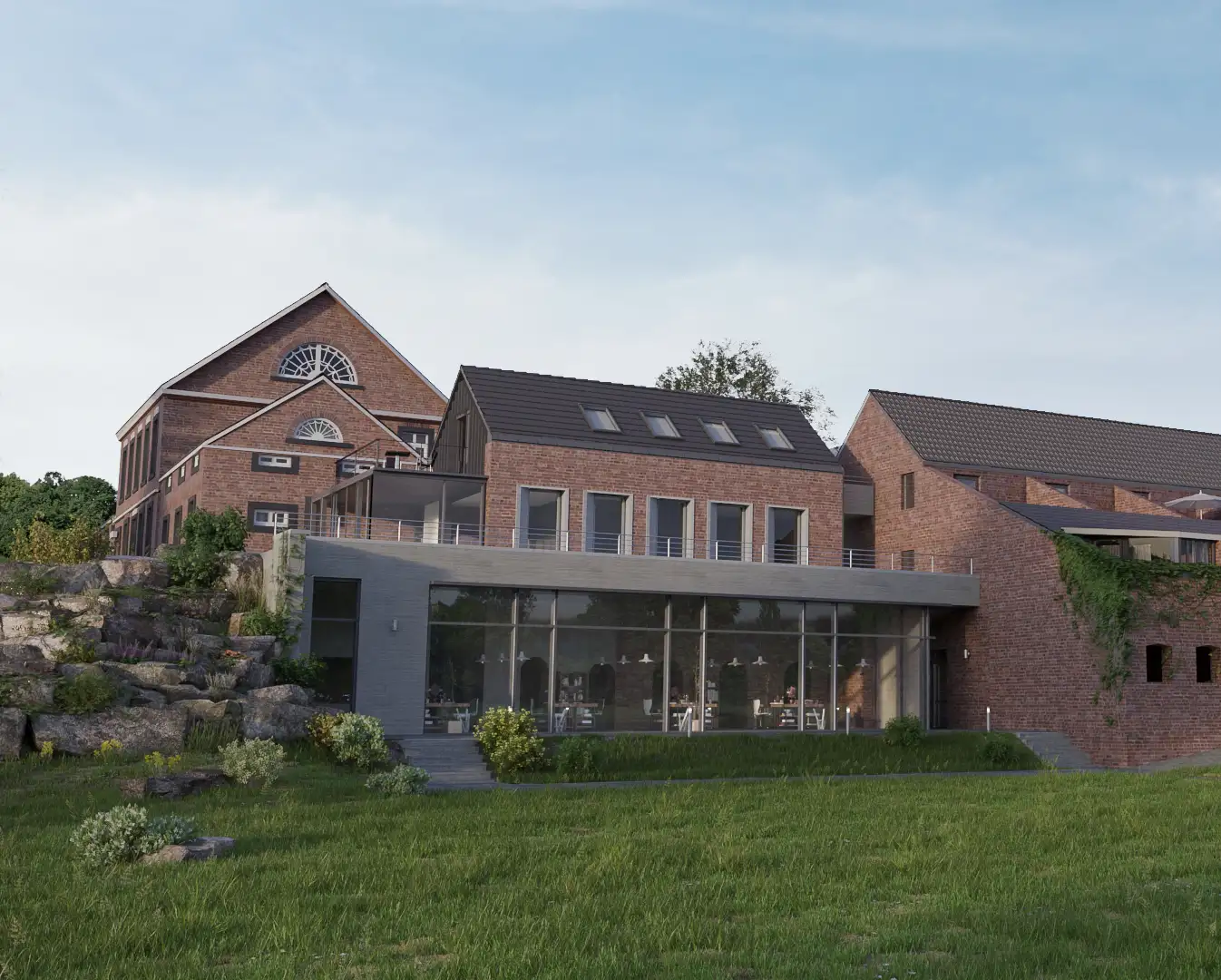 Projekt Bayerhof Rendering Rheinseite